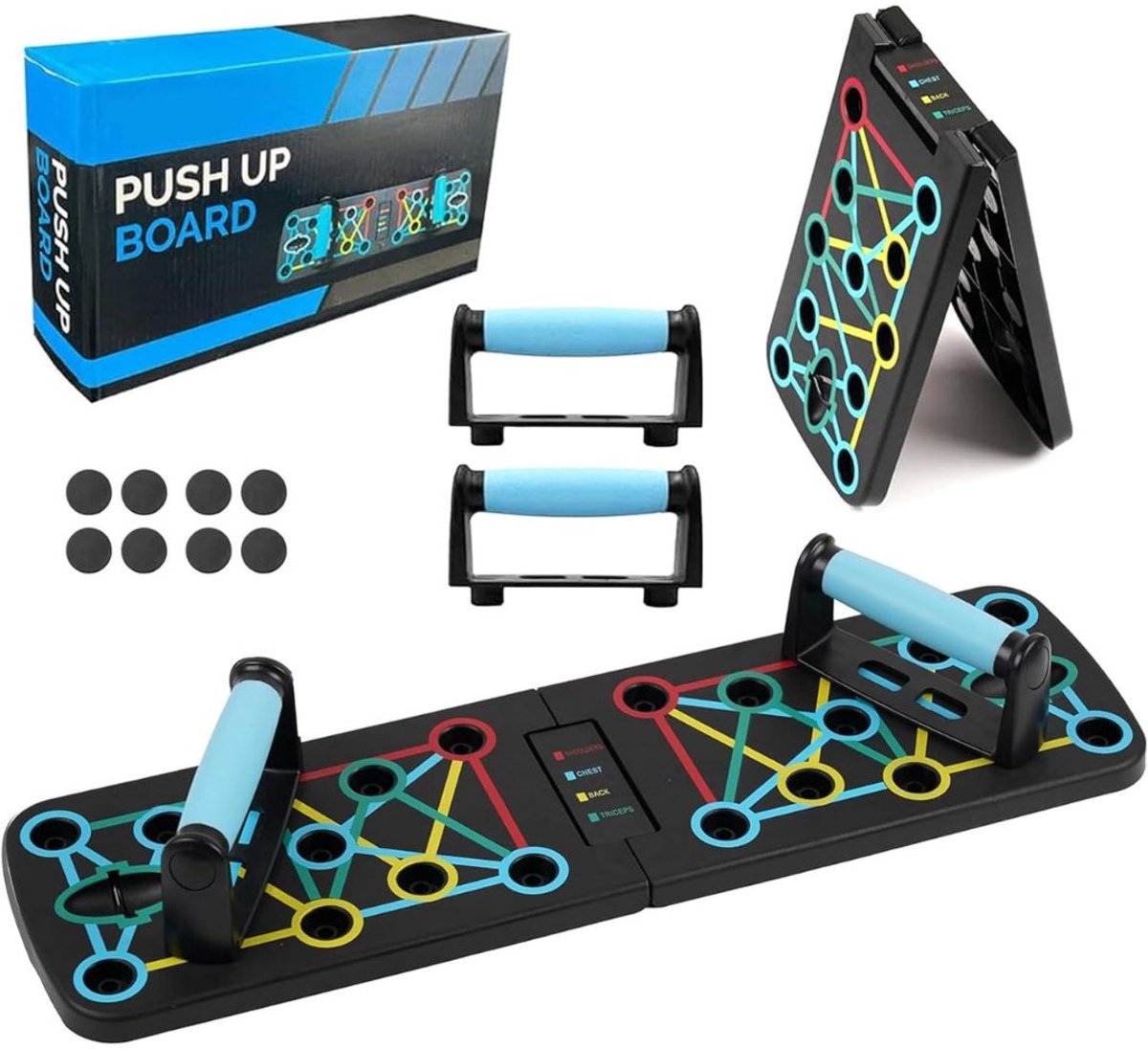 Zyrex® Push-upbord - Parallettes - Push-upbord - Zwart - 64cm x 18cm x 2cm