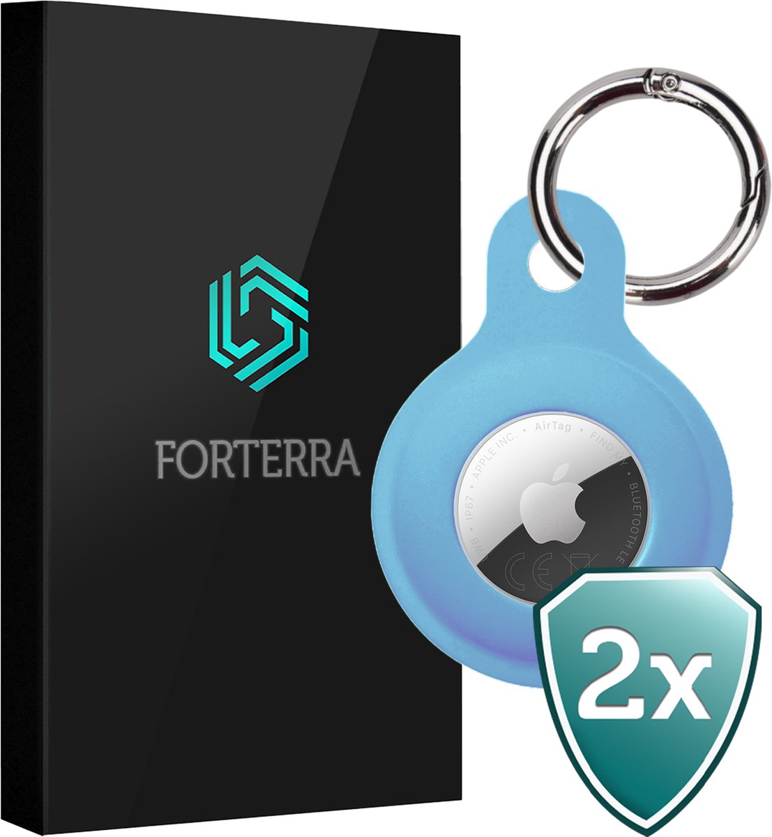 Forterra Sleutelhanger - Geschikt voor Apple AirTag 2e generatie - Houder - Siliconen Hoesje - Lichtblauw - 2 PACK