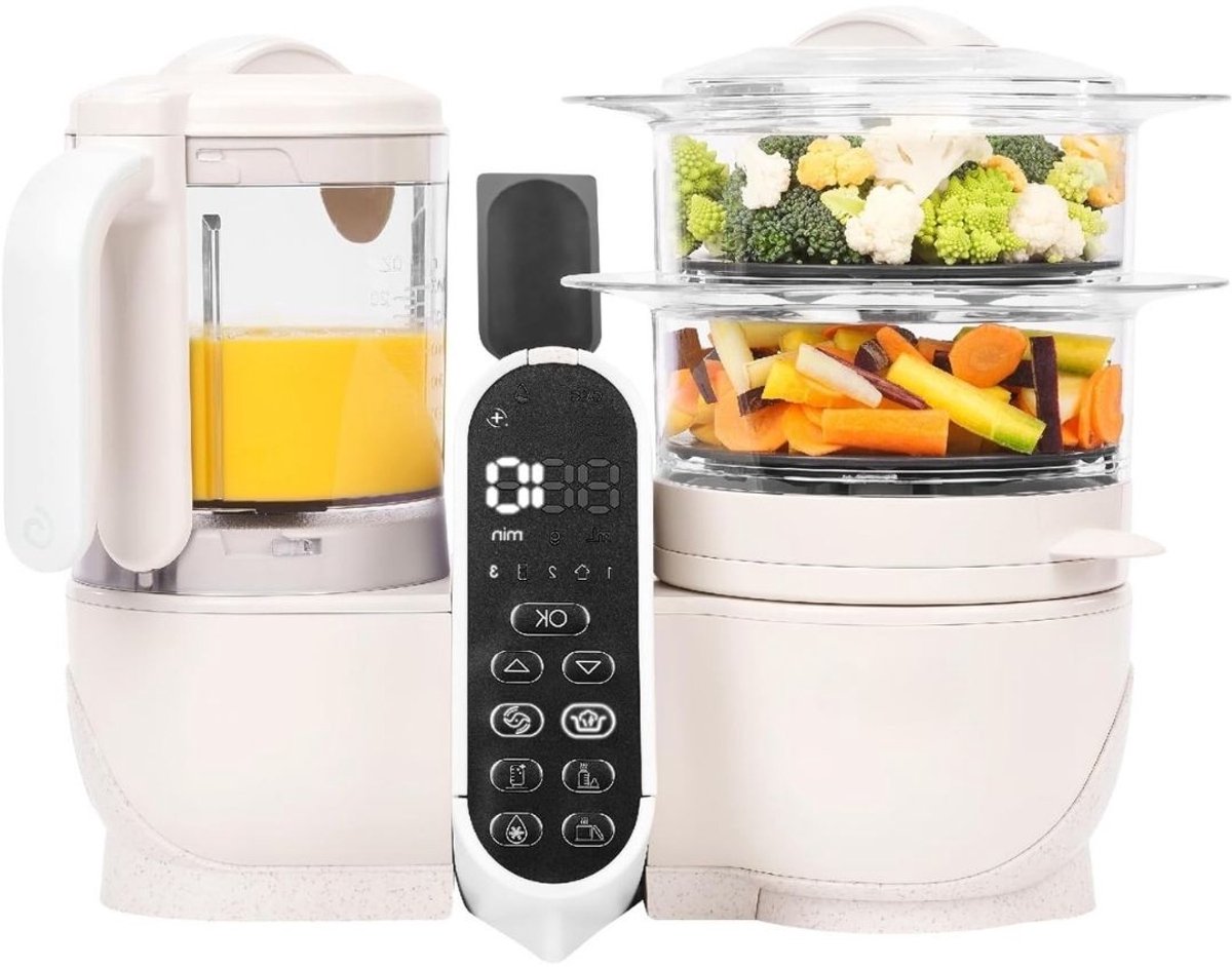 Zyrex® Stoomkoker baby - Stomer en Blender - 6-in-1 Multifunctionele Baby Cooker - Beige - 10cm x 10cm x 10cm