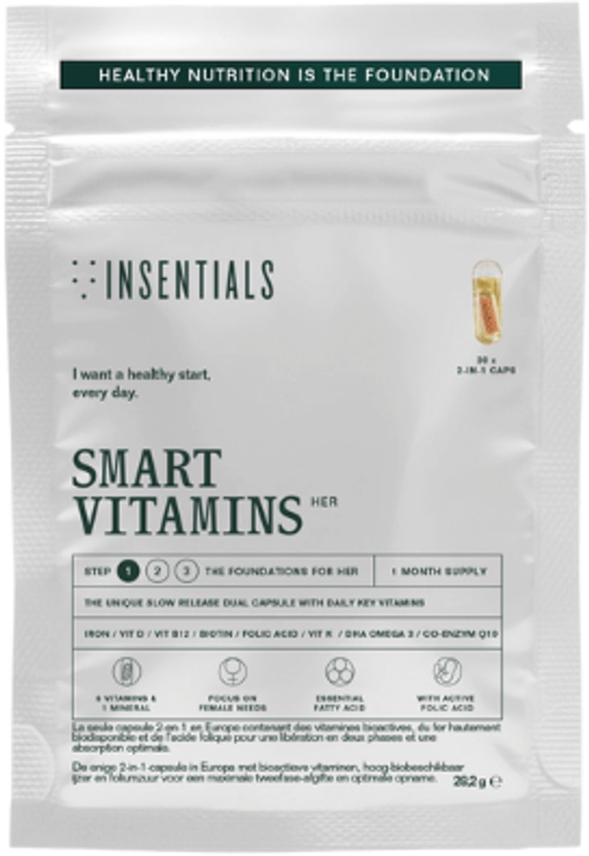 Insentials Smart - Multivitamine Vrouw - 30 Capsules - DHA Omega 3 - Vitamine D3 - Co-enzym Q10 - Dagelijks gebruik - Voedingssupplement voor Vrouwen