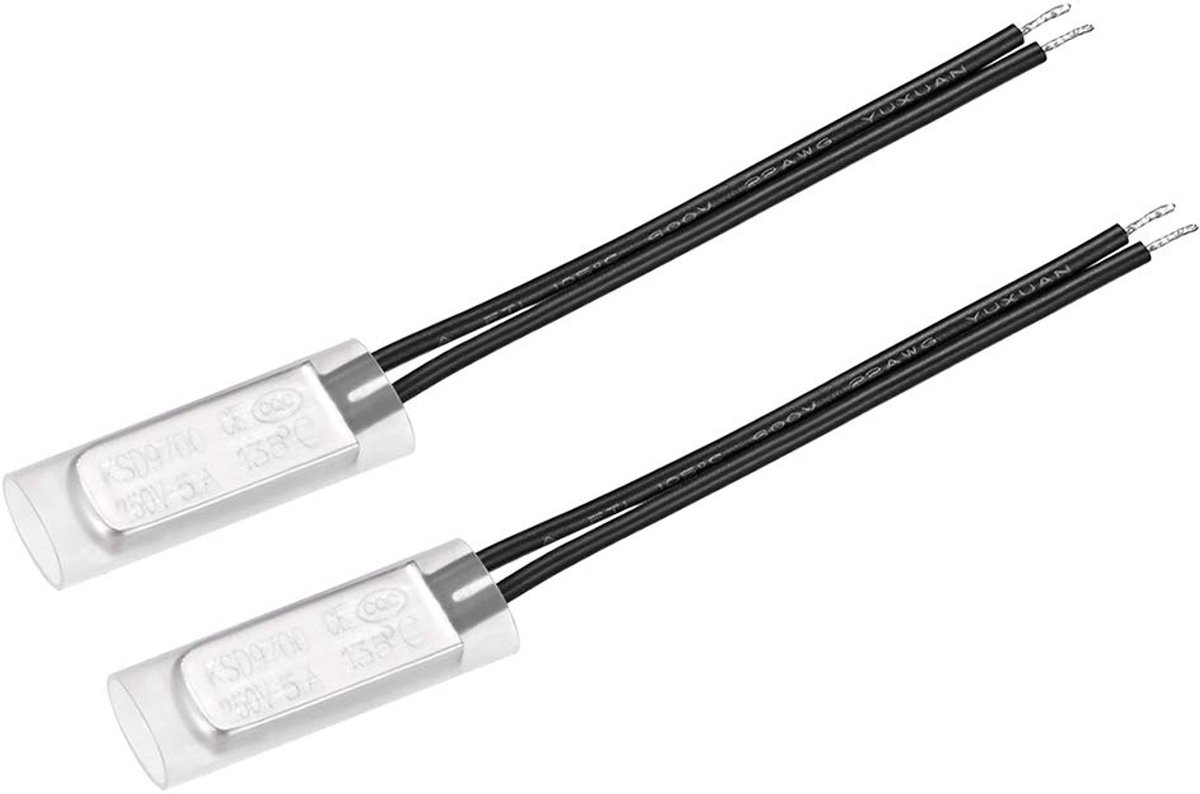 2 stuks KSD9700 thermostaat 135 ℃ N.C 5A metaal bimetaal temperatuurregelschakelaar