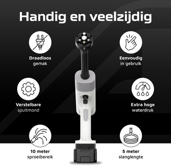 ASOME X021 Hogedrukreiniger - Hogedrukreiniger Accu - Hogedrukreiniger Auto - Draadloze Hogedrukreiniger - Terrasreiniger - Hogedrukspuit - 2x 15000 mAh Accu - 80 minuten gebruik van Merkloos	 — afbeelding 5