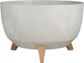 Mica Decorations Doppio Plantenbak op Poten - 20,5 x Ø40 cm - Plantenbakken voor Buiten - Bloembakken voor Balkon - Gerecycled Plastic - Grijs