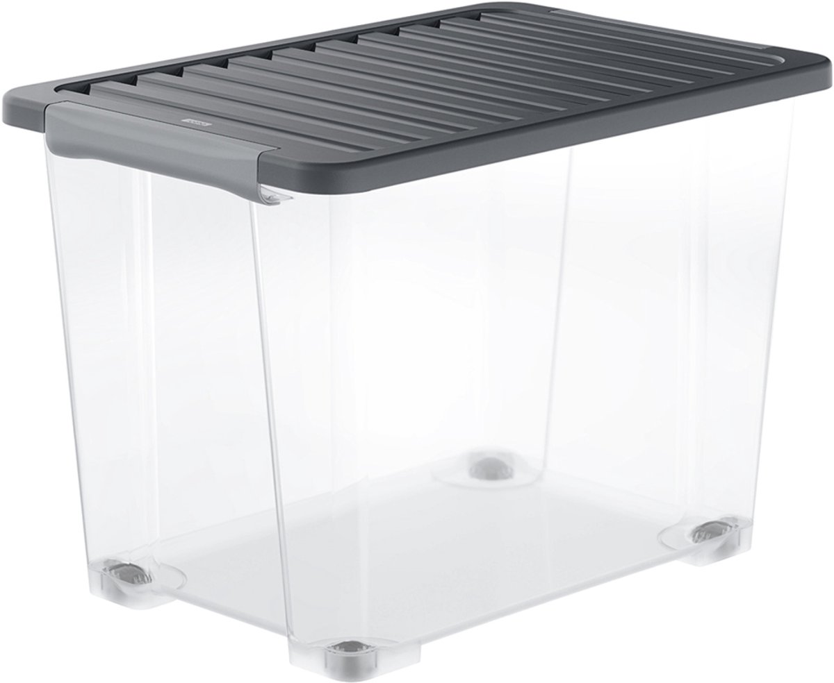 Rotho CORE Plus opbergboxen - afsluitbaar - set van 4 - stapelbaar - 65 ltr
