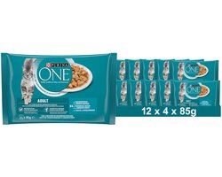PURINA ONE Adult nat kattenvoer, malse stukjes in saus met vis (12 x 4 x 85g)