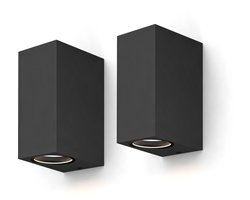 Calex Wandlamp Up & Downlight Bergamo - 2x GU10 - IP54 Water- en Stofbestendig - Geschikt voor Binnen en Buiten - Eenvoudige installatie - Rechthoek - 2-Pack