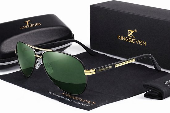 KingSeven - New Design Aviation Green - Aluminium piloten zonnebril met gepolariseerde UV400 glazen - Z93 van Kingseven — afbeelding 2