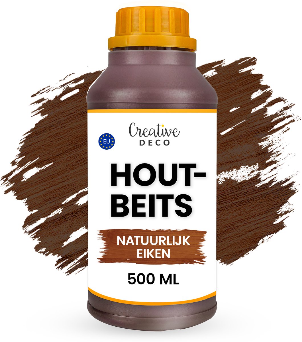 Creative Deco Houtbeits op Waterbasis | Natuurlijk Eikenhout | 500 ml | Sneldrogende Vernis | Niet Giftig | voor Hout, Houten Lambrisering, Beton, Baksteen, Behang en Meer | Hoge Efficiëntie