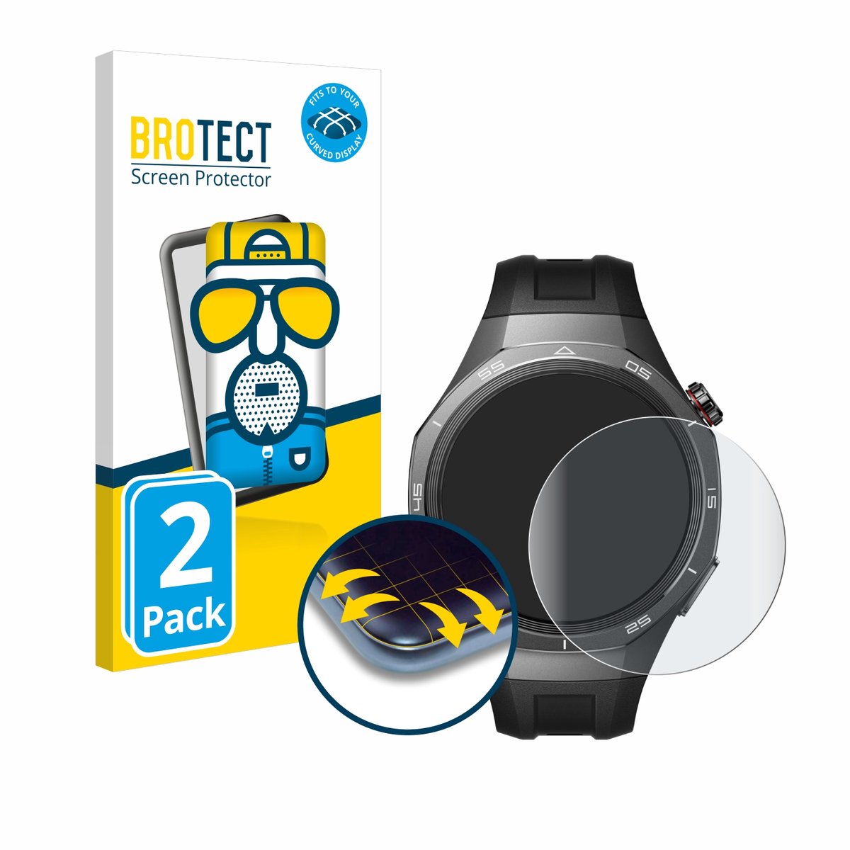 BROTECT - Screenprotector voor Huawei Watch GT 5 Pro (46 mm) - Folie Beschermfolie matte volledig dekking 2 Stuks