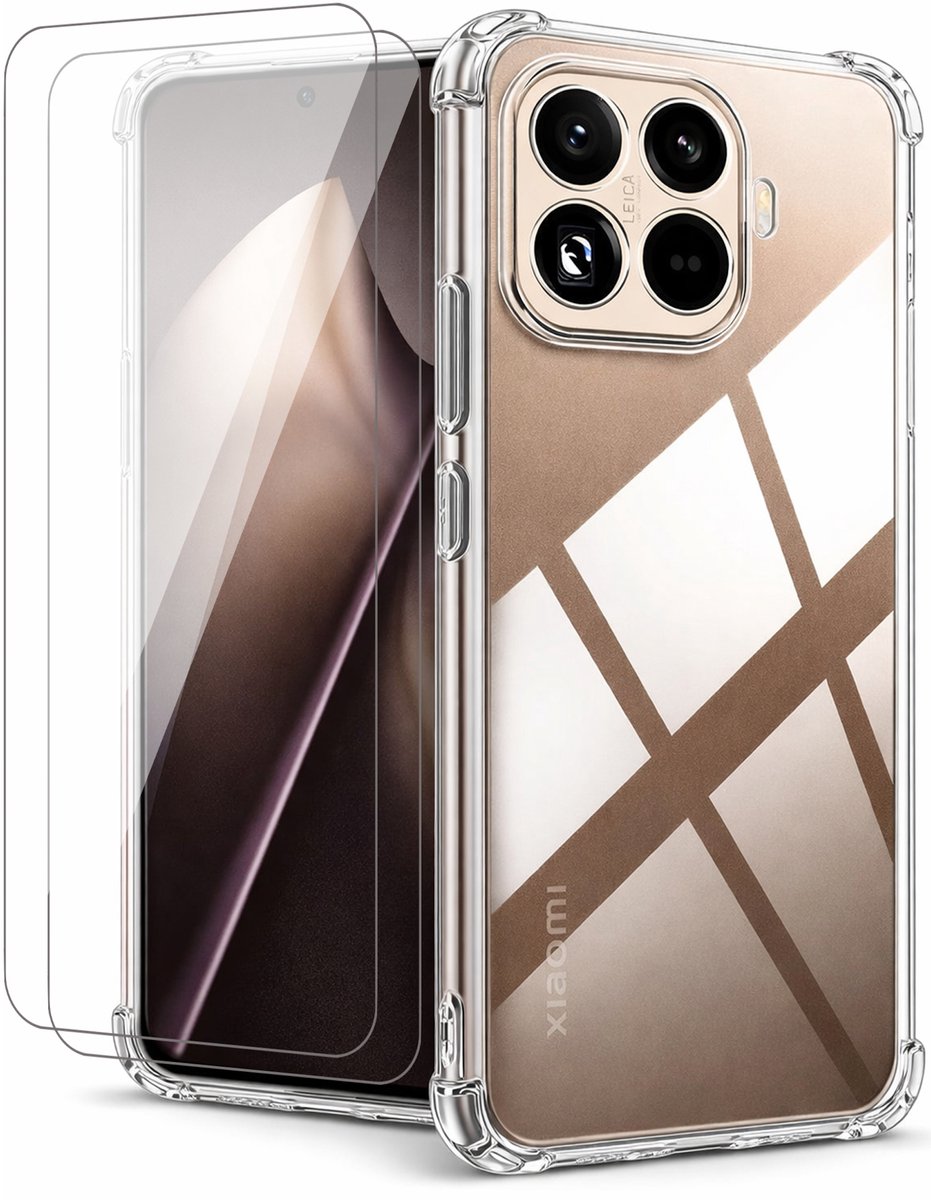 Hoesje geschikt voor Xiaomi 15T - 2x Screenprotector Glas - Shockproof Transparant