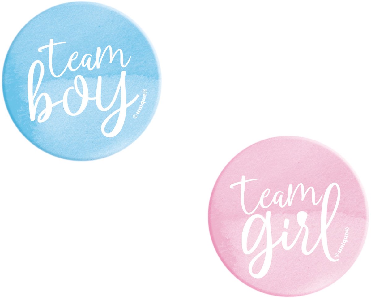 UNIQUE - 10 speldjes Team Boy / Team Girl roze en blauw voor gender reveal