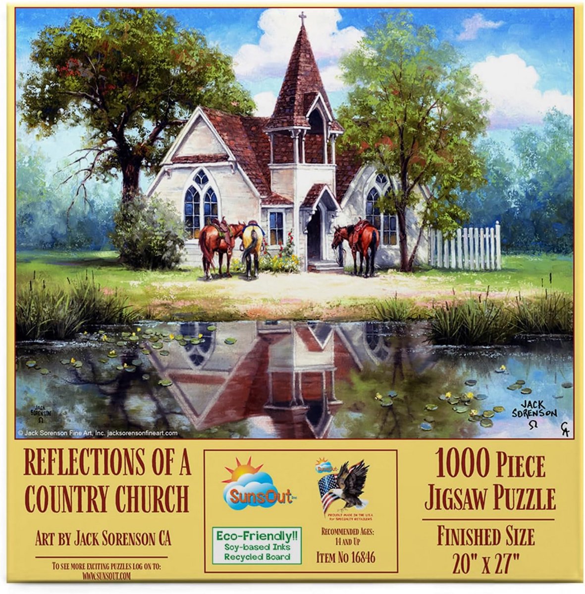 1000 Delen Legpuzzel Dorpskerk met Reflectie in Water - Uitdagend Knutselwerk