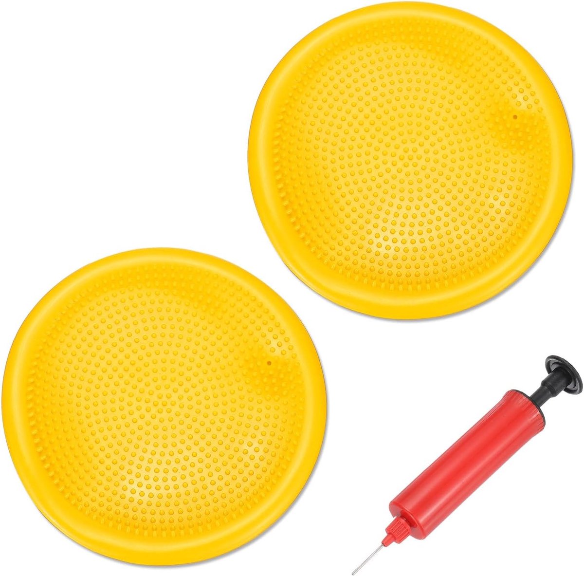 Wiebelkussen - Balanskussen - Balkussen - Komfortabel Zitten - Volwassenen en kinderen - Balansbord - Balance Board - Balanstrainer - Balansbal - Fitnessbal - Geel - 33,5 cm - 2 Stuks met Handpomp - van Imperatoris
