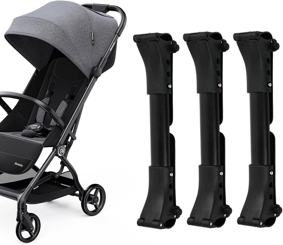 Set van 3 Universele Kinderwagenkoppelingen voor Dubbele Kinderwagen