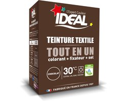 IDEAL - Mini Chocolate All-in-One Dye Kit - 230g - Dye + Fixative + Salt Included - Long-Lasting Textile Dye - Cotton, Linen, Silk, Viscose - Effective from 30°C - Made in France