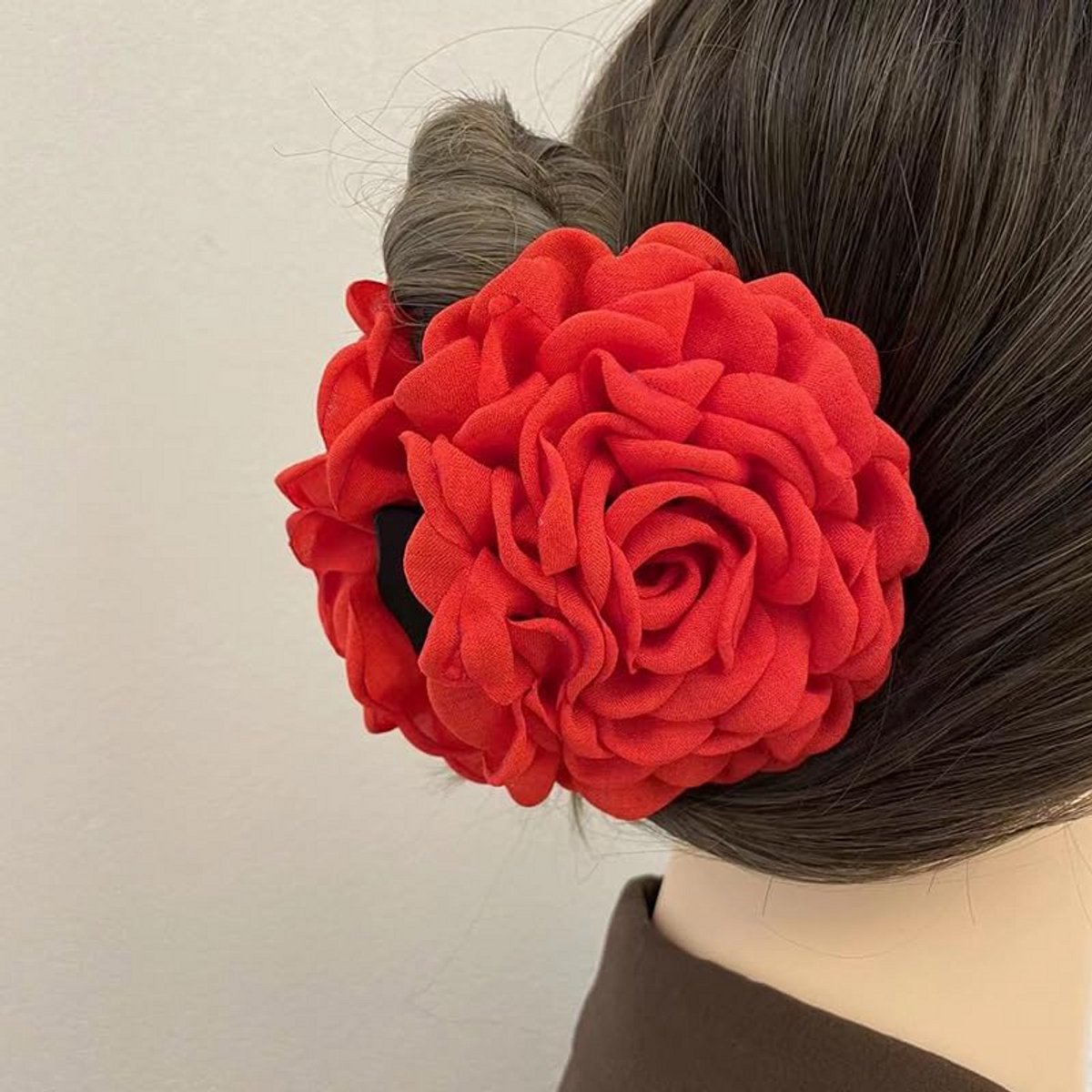 Grote Stof Bloem Haarclip met Roos voor Dames en Meisjes
