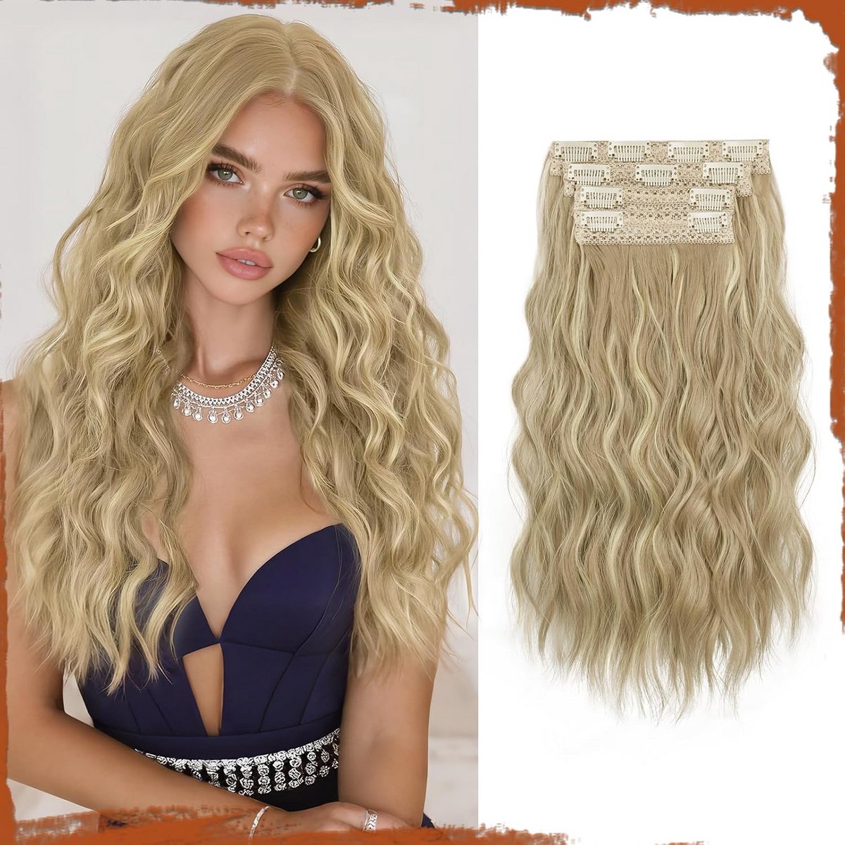 Clip-in Haarverlenging Krullend 40 cm - Dik & Volume - 4 Delige Set Synthetisch