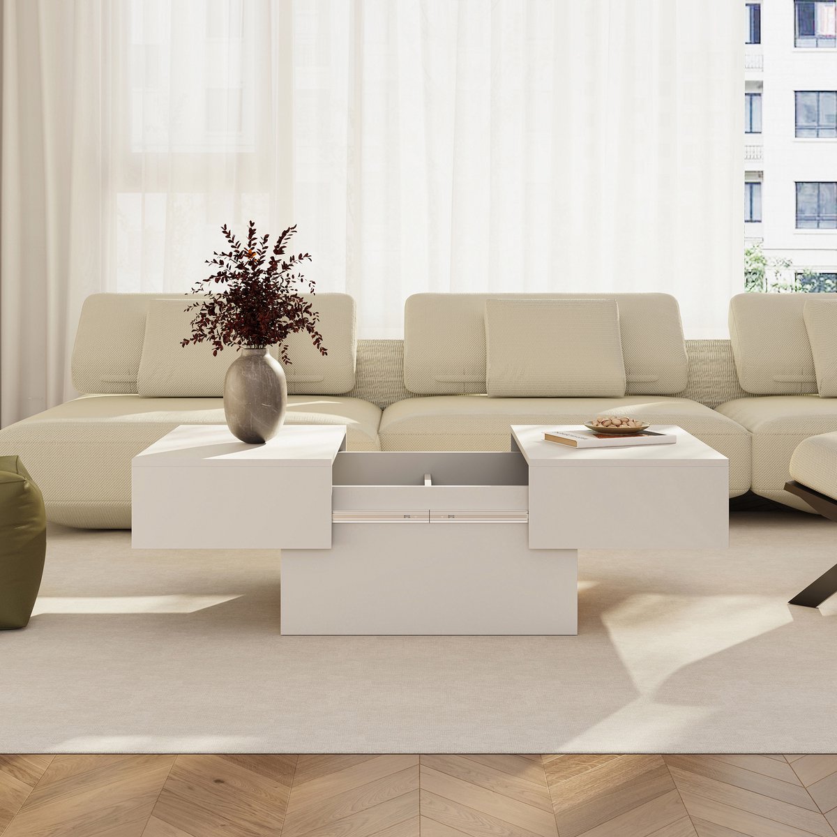 Salontafel Lens 80x60x40 cm wit [en.casa]