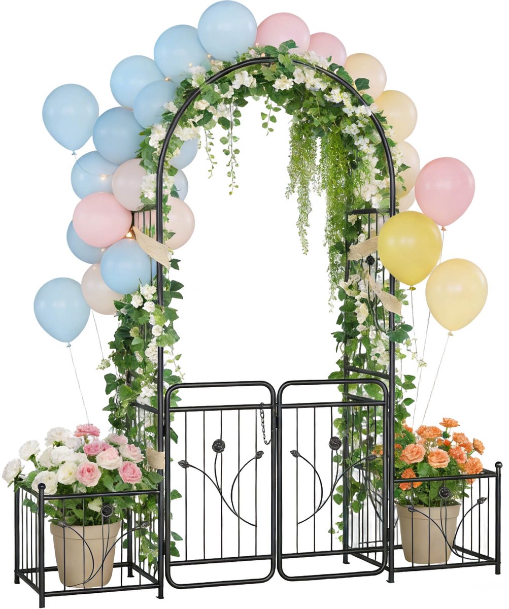 Froadp Tuinboog met zijframes Metalen boog Klimboog Tuiningang Bruiloftsboog Bloemenboog Geschikt voor tuinen, deuropeningen en feestdecoraties