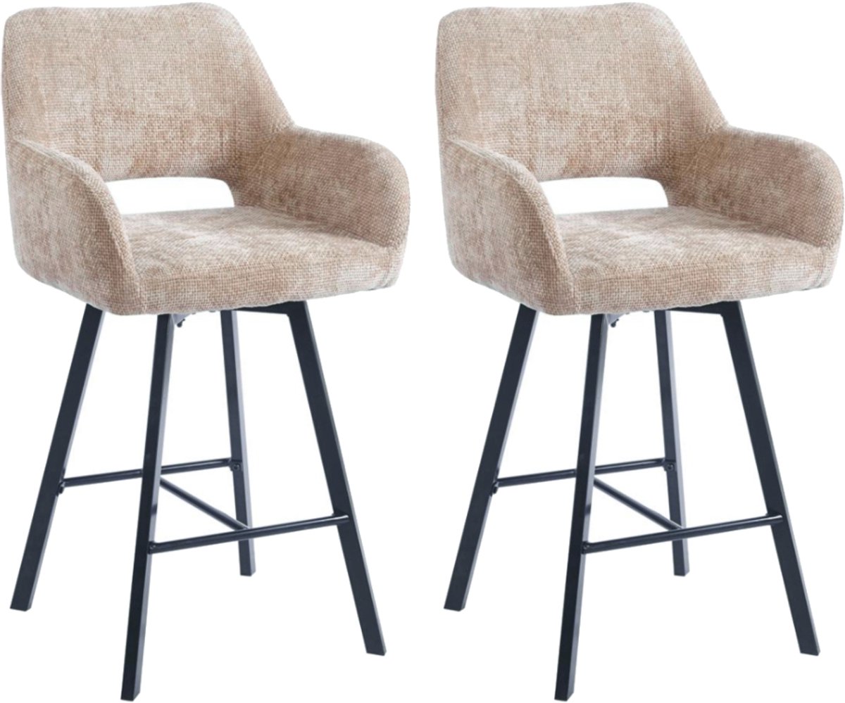 Ams Living® Barkruk draaibaar set van 2 | Luxe afwerking | Stof | Kleur Taupe | Barstoel barkruk 2x | Design Stoelen Met Rugleuning