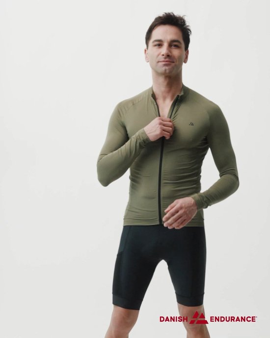 DANISH ENDURANCE Fietstrui voor Heren - Wielershirt - Lange Mouwen - Quick-Dry - Achterzakken - Zwart - Maat M