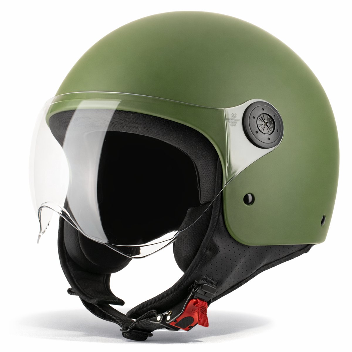 VINZ Duoro Jethelm met Vizier - Scooterhelm & Motorhelm & Brommerhelm - Lichtgewicht - Army Green - S