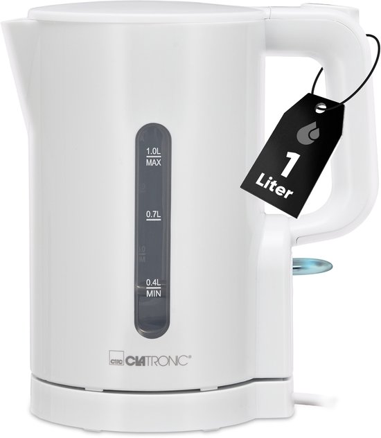 Clatronic WK 3834 - Waterkoker - geschikt voor de Camping -1Liter -900W -Wit