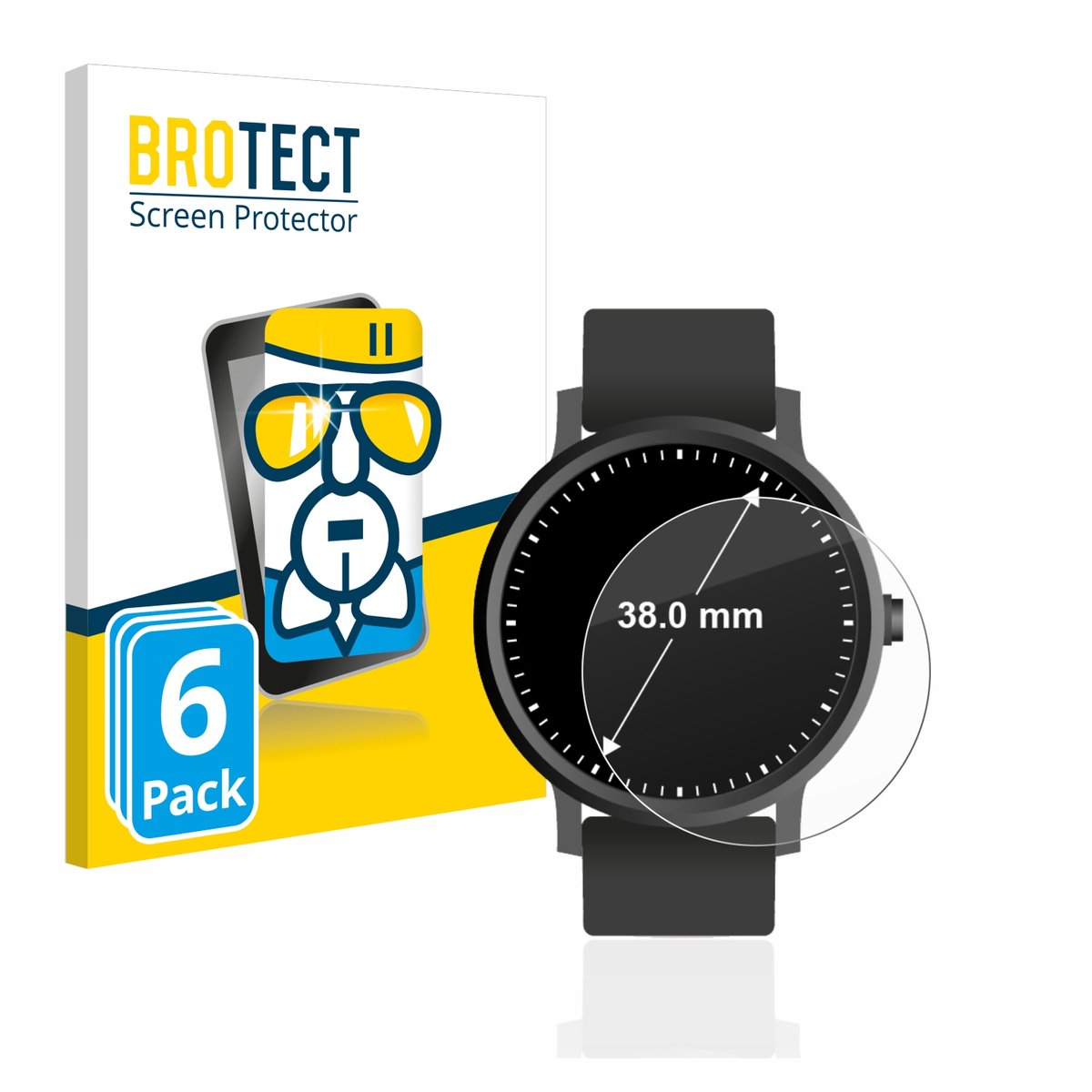 Screenprotector 6 Stuks voor Horloges (Rond, ø: 38 mm) Beschermglas transparant