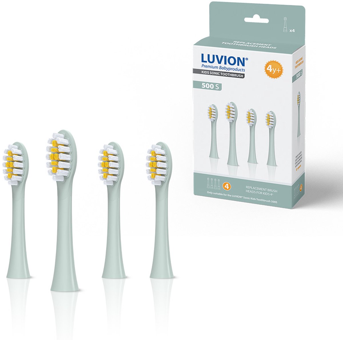 LUVION® Opzetborstel - 500S Groen - Set 4 stuks - geschikt voor kinderen