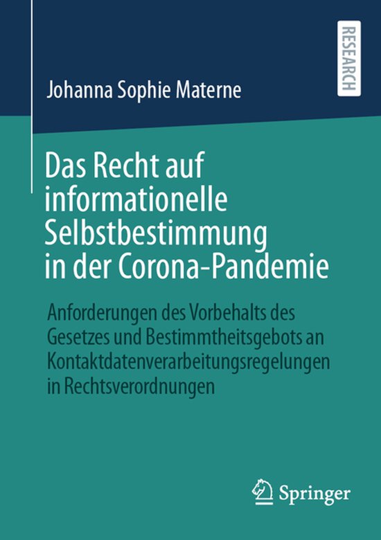 Das Recht auf informationelle Selbstbestimmung in der Corona ... - cover