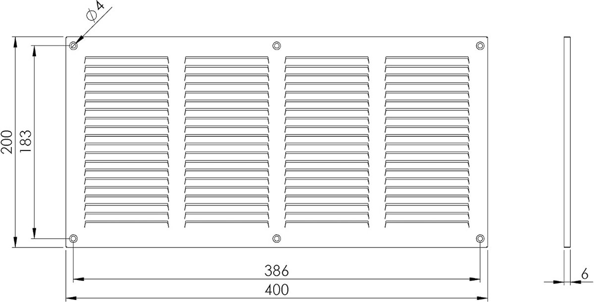 Ventilatierooster 400x200mm Bruin Staal - Ventilatierooster met Muggengaas