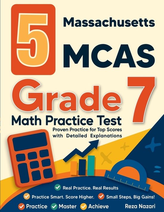 5 Massachusetts MCAS Grade 7 Math Practice Tests - cover