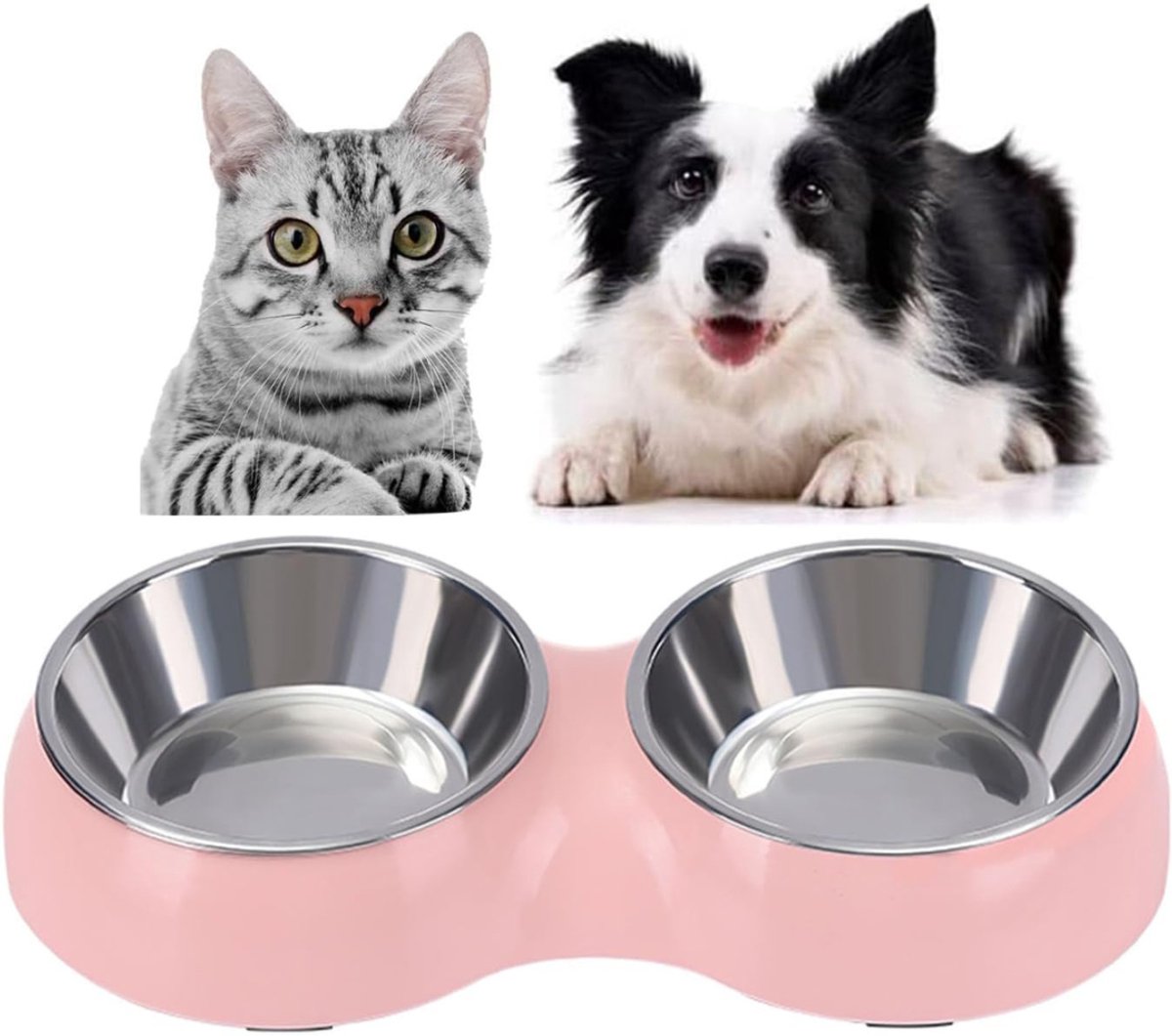 Zyrex® Voerbak Hond met Standaard - Voerbak Hond - Hondenvoerbak - Hoogte Verstelbaar -roze - 32 x 17 x 5 cm