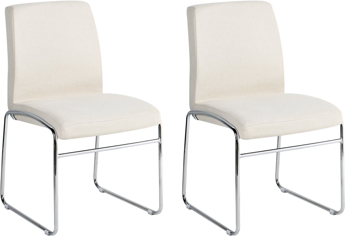 LECCO - Eetkamerstoel set van 2 - Lichtbeige - Polyester