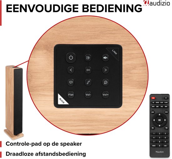 Actieve speakerset - Audizio ARCO HiFi speakers - Vloerstaande speakers met Bluetooth - 320W - Houtlook — afbeelding 5