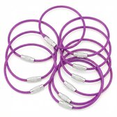 Ensemble de câble porte-clés violet – 10 anneaux de clé en acier inoxydable avec câble en acier – porte-clés flexible avec fermeture à vis – porte-clés robustes pour clés, bagages et accessoires