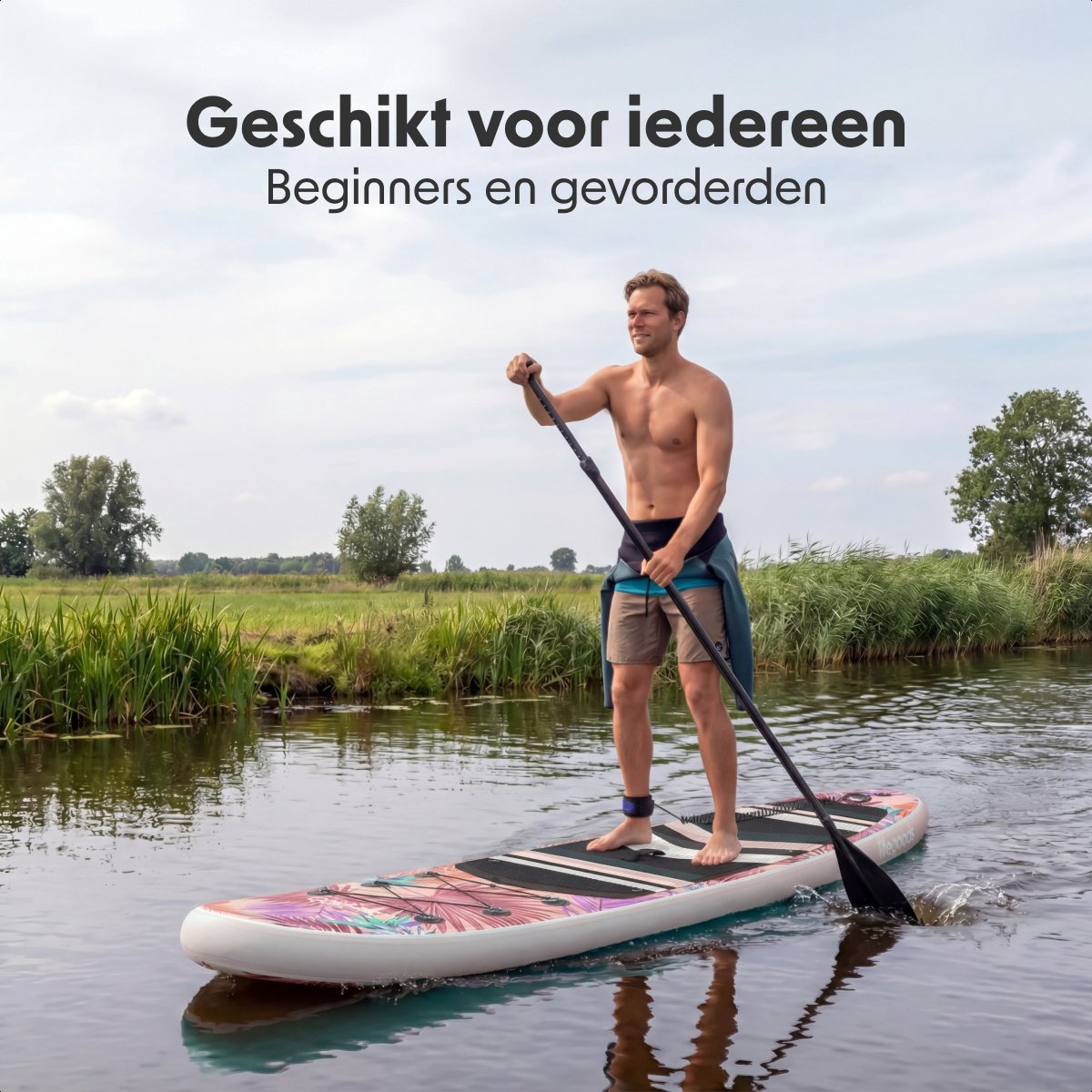 LifeGoods PaddlePro SUP Board - Opblaasbaar Paddle Board - Complete Set - Max. 150KG - 320x81cm - Tropical Roze – foto 3