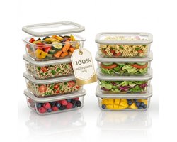 Safecourt vershoudbakjes - volledig van glas (100% micro-plastic vrij) - oven, vriezer, magnetron en vaatwasser - 8x 1040ml set