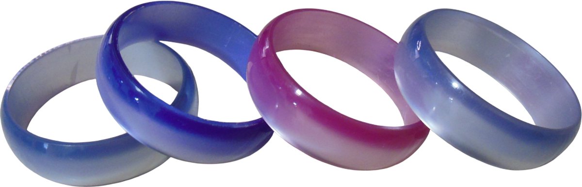 Armbanden blauw-paars-roze-blauw set van 4 stuks.