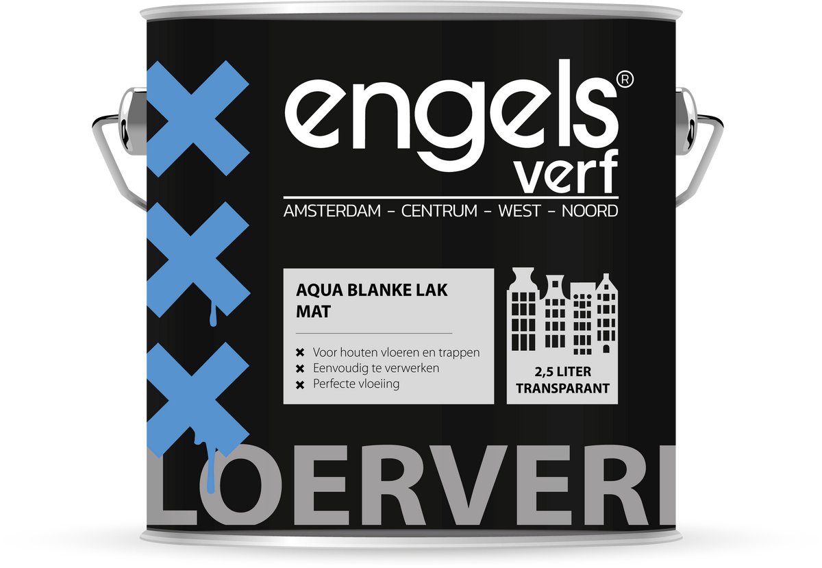 Engels aqua blanke vloerlak mat 2,5 ltr