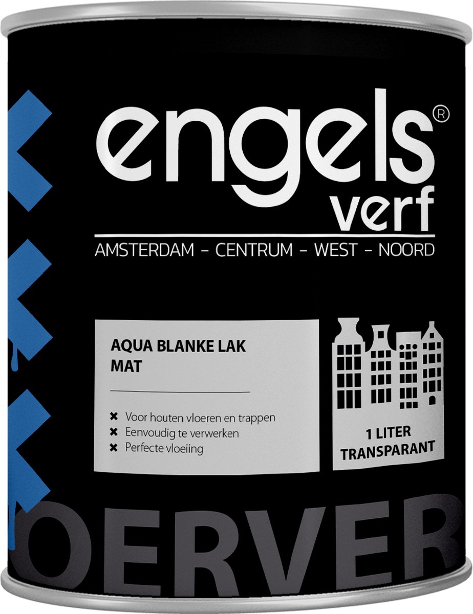 Engels aqua blanke vloerlak mat 1 ltr