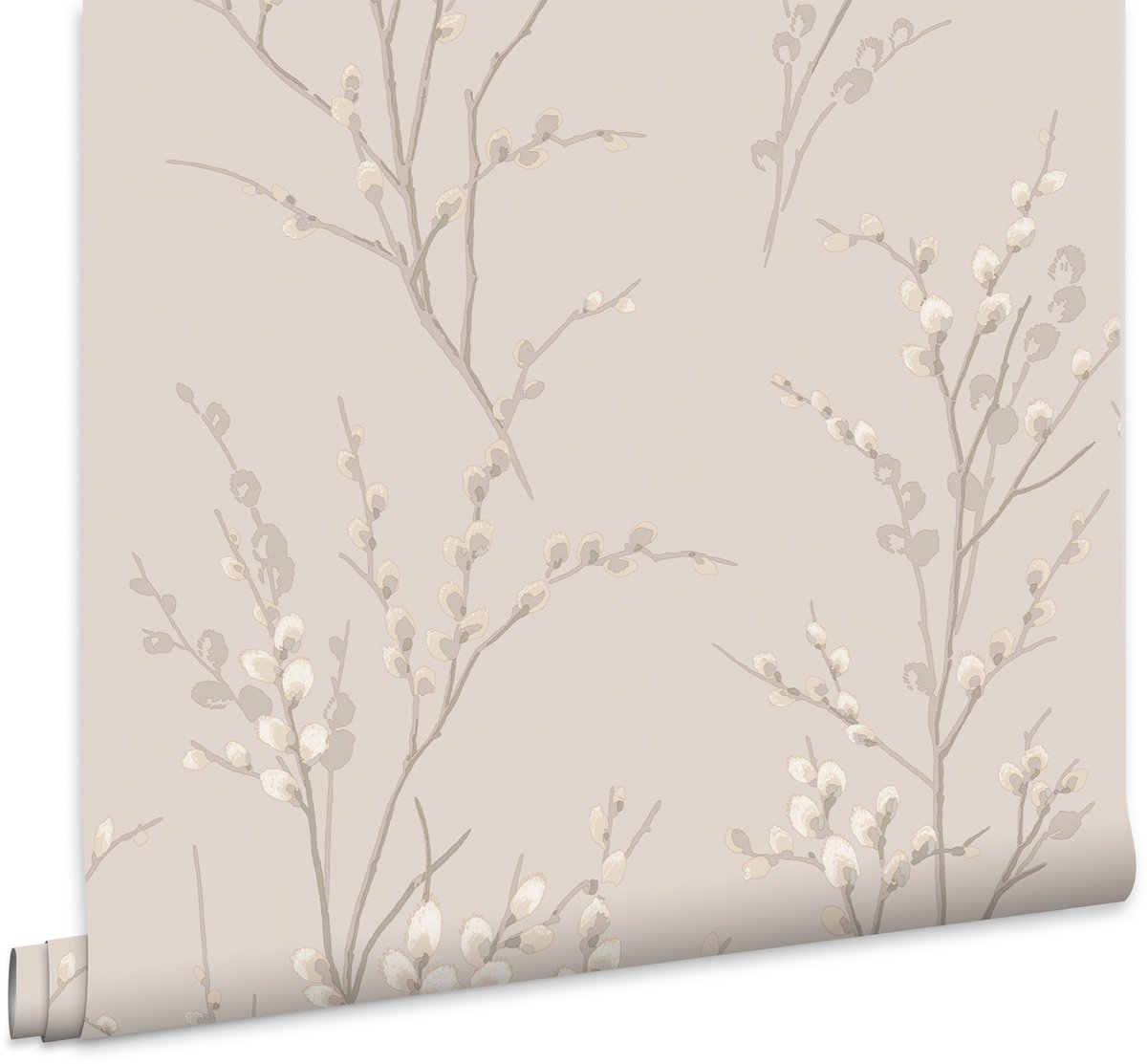 Laura Ashley Pussy Willow Behang - Planten - 10mx52cm - Beige