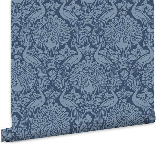 Laura Ashley - Papier peint intissé - Peacock Damask Dusky Seaspray - Papier peint non tissé