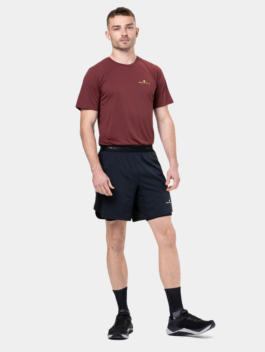 Ronhill | Tech 7 Twin Short | Heren | All Black | L -