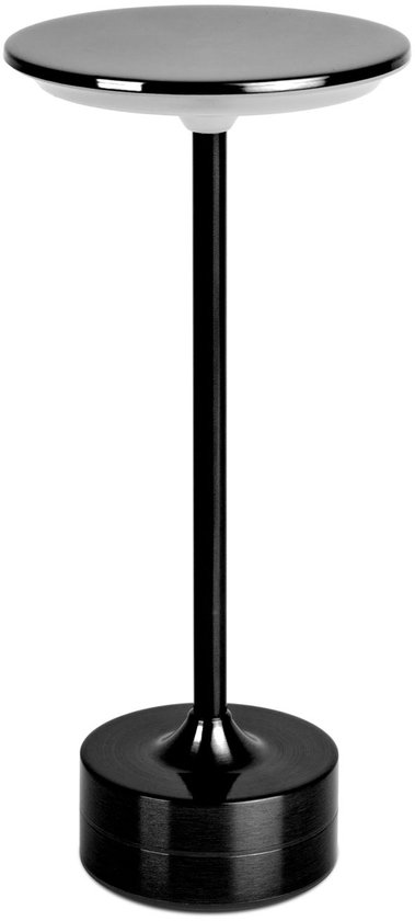 Tafellamp 'New York' Zwart Metaal – Dimbaar – Instelbare Kleurtemperatuur (Warm/Neutraal/Koel Wit) – Oplaadbaar via USB-C – Draadloos – 28,5 cm [12502B]