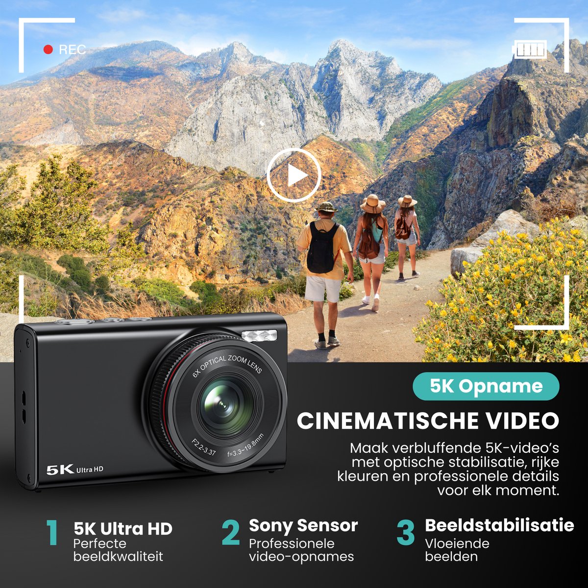 Kiekz DC422XY compactcamera met 2,8-inch scherm thumbnail 5