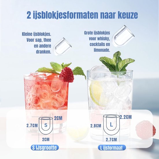 Zyrex® ljsblokjesmachine - Zelfreinigende Ijsblokjesmaker - Ijsblokmaker - Wit - 23cm x 29cm x 30cm van Merkloos — afbeelding 5