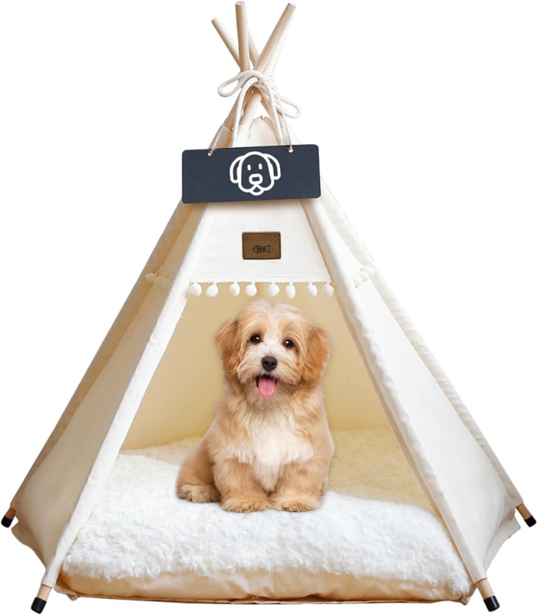 Zyrex® Kattentent - Huisdier tent - Dierenhuis Met Anti-mijt Overtrek - Beige - 50cm x 50cm x 60cm