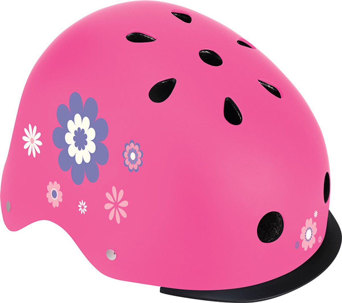 Fietshelm Globber Elite Lights Xs/s 48 tot 53cm Verstelbaar Met Verlichting met Bloemenprint Roze