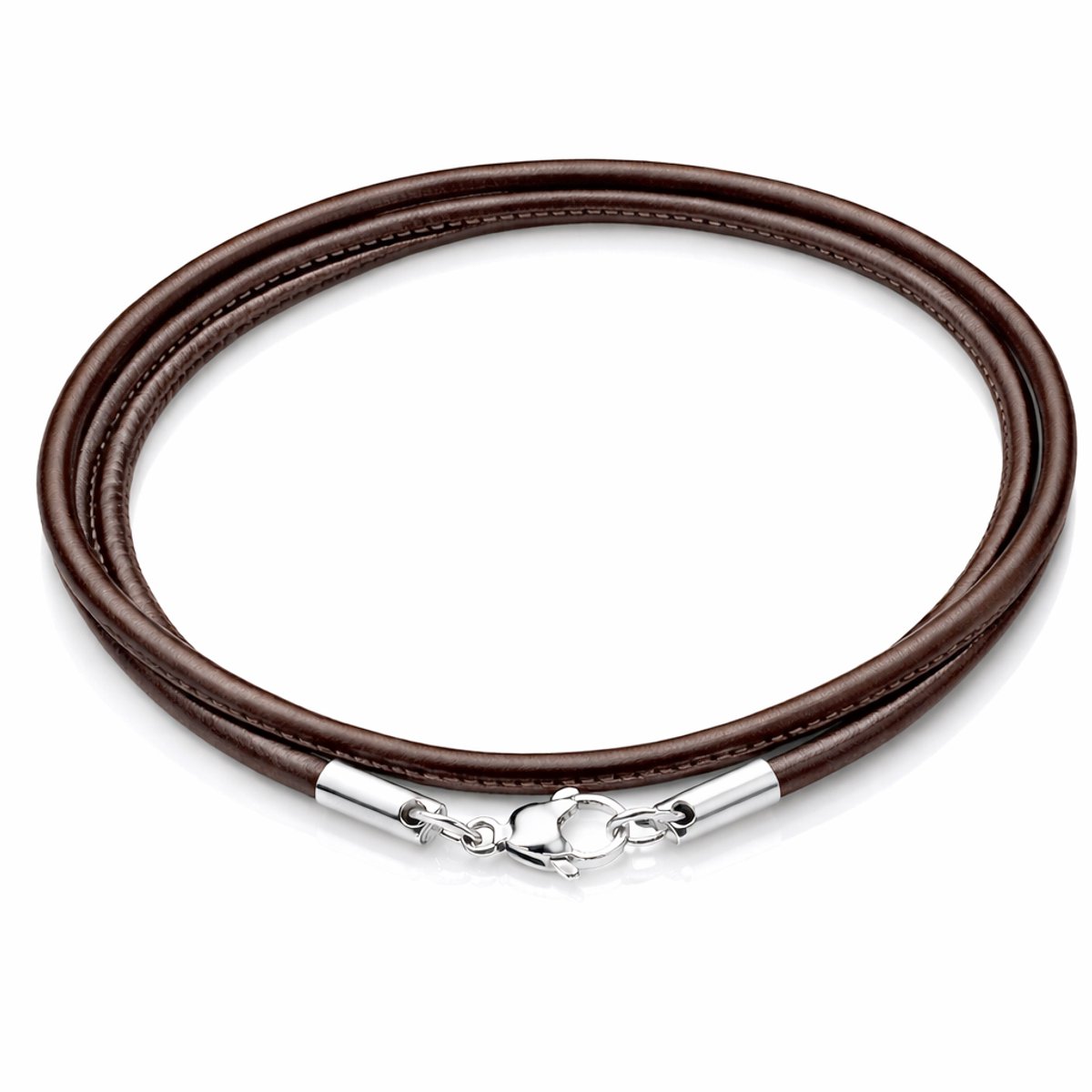LGT Jewels leren koord ketting bruin 3mm-60cm